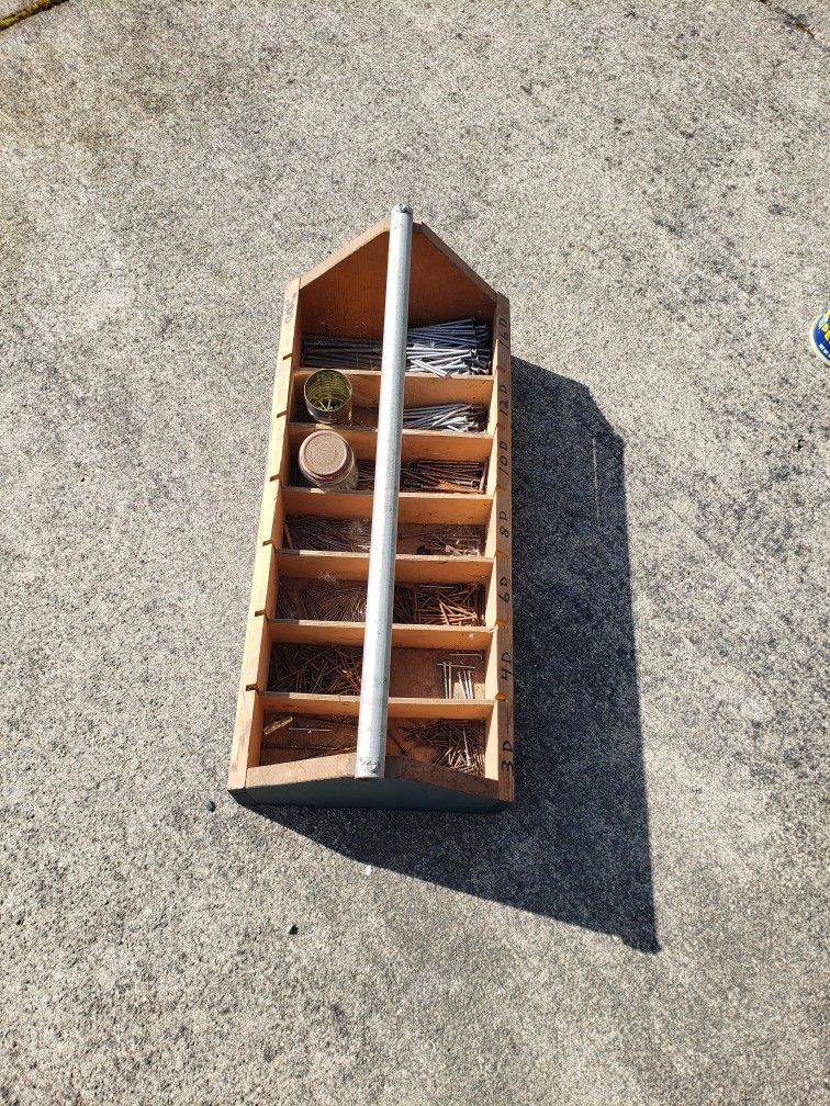 Vintage Hand Made Portable Nail Bin