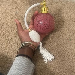 Pink Glass Perfume Bottle With Atomizer