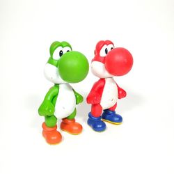 Nintendo Green & Red Yoshi Rare Vinyl Action Figure 5" Super Mario Bros 2008 