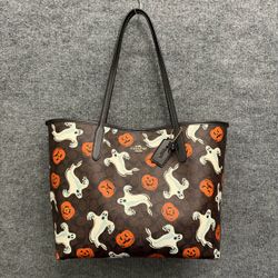 Coach Halloween Ghost Jack-o-lantern city tote