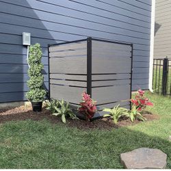 EC18018 4 ft H x 3.3 ft W Vienna Outdoor Privacy Screen Slatted Decorative Fence WoodTek Vinyl No Dig Kit 2 Panels, Charcoal