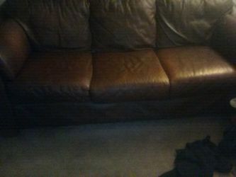 Leather couch brown