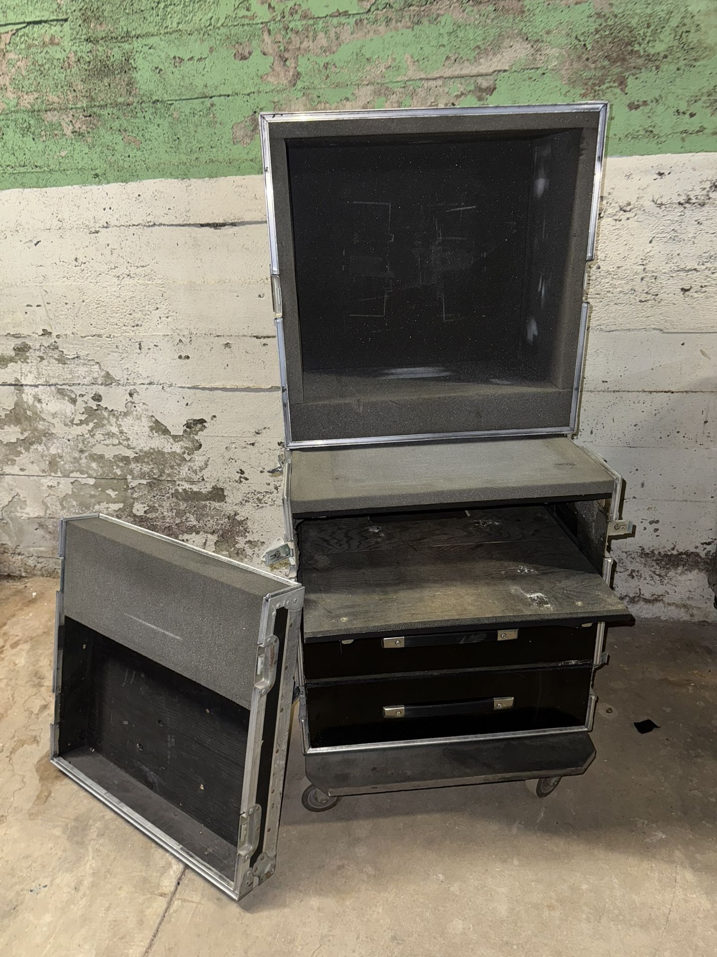 (PR1) Custom Road Case With Sliding Shelf, Drawers, And Power Strip