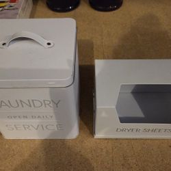 Set of 2 Metal Laundry Storage Tins | Powder/Pods & Dryer Sheets Container