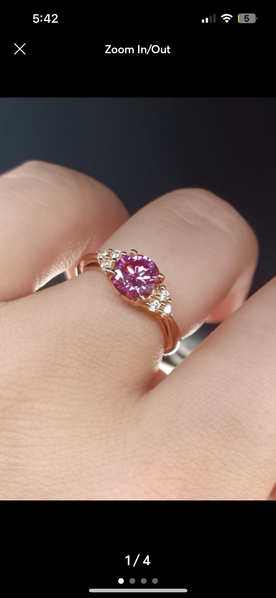 Platinum over Sterling Silver Lab Grown Pink Diamond Ring