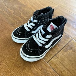 Vans Toddler Sk8-Hi Black & White Shoes Size 6