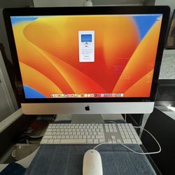 iMac Retina 5K, 27-inch 2017 3.4 GHz Quad-Core 16 GB Memory 500 Gig SSD HD Ventura 13.7.5 Includes keyboard and mouse 
