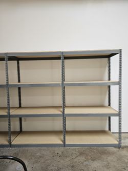 4 Tier Shelving 48 in W x 24 in D American Made Used Heavy Duty Steel Boltless Storage Rack Delivery Available