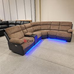 modern living room reclining sectional sofa with led light 