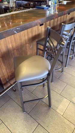 Metal Bar Stool with Upholstered Seat