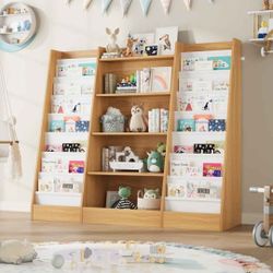 Kids Wooden Bookshelf & Toy Organizer – New 