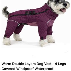 Warm Double Layers Dog Vest - Purple M (back 12.5")