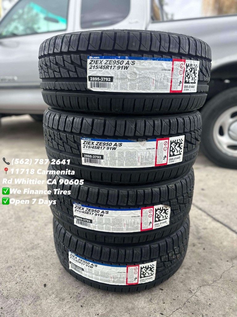 215/45/17 Falken New Set of Tires Installed and Balanced Set de Llantas Nuevas Instaladas y Balanceadas