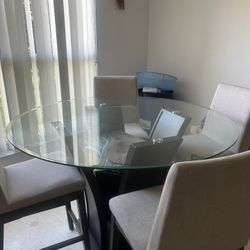 Elegant Glass Dining Table with 4 Chairs