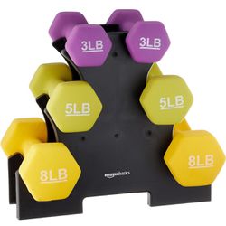 Amazon Basics Neoprene Coated Hexagon Workout Dumbbell Hand Weight Set