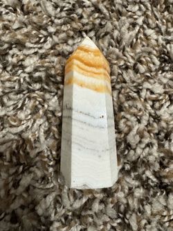 Banded Orange Calcite Crystal Tower Point Healing Stone