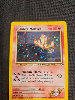 NM Blaine's Moltres Gym Heroes Unlimited Holo Rare #1 w/swirl Pokemon