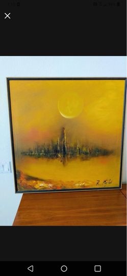 Large Mid Century Oil Painting 37" X 37"