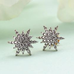  Snowflake Diamond Accent Star Stud Earrings