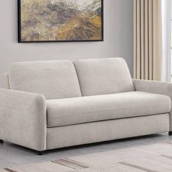 Best Price! New Queen Size Sleeper Sofa Upholstered in Soft Beige Fabric!