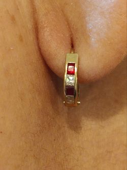 Huggies Earrings 14k Gold With Rubies 