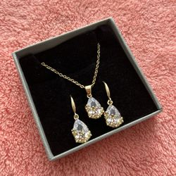 925S Necklace And Earrings Set In gold