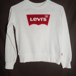 Size Medium Kids Child Unisex BOYS LEVI'S® LOGO Sweatshirt White Red Pull over 