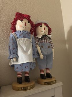 Wooden Raggedy Ann and Andy Nutcrackers
