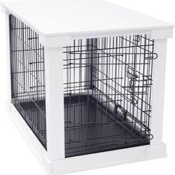 Medium Size Dog Cage with White Cover