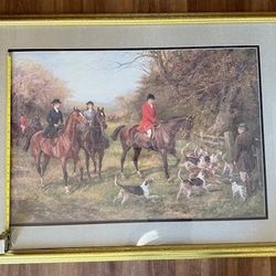Large Framed Matted Glass “Going To Cover” By Haywood Hardy
