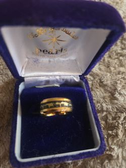 Tungsten / Carbide 8mm gold and black EKG heartbeat ring