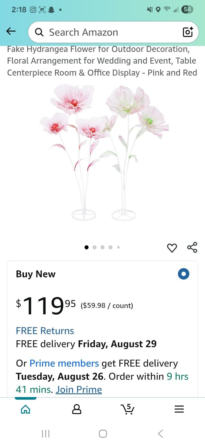 2 Pack Artificial Flowers for Home Decor 5.57 Ft, Fake Hydrangea Flower for  Outdoor Decoration, Floral