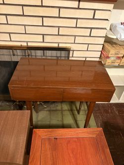 Mid-Century Modern Wooden Console Table with Drawers
