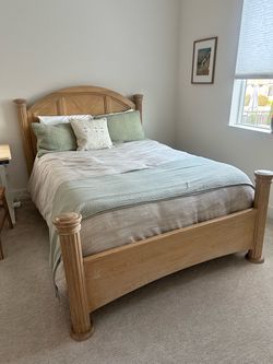 Queen Solid Wood Bed Frame + Box Spring