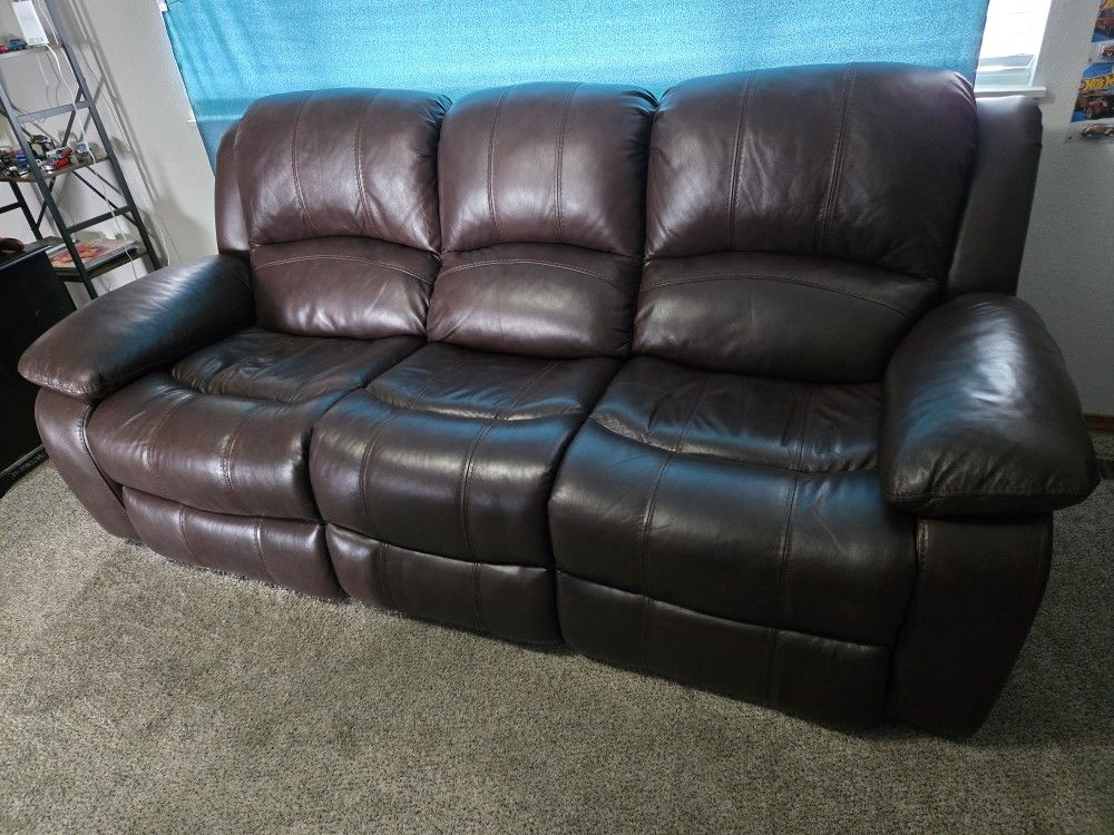Brown Leather Electric Recliner Sofa