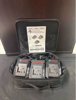 BOSCH TOOL CASE WITH THREE BC660 BATTERY CHARGERS [CASH ONLY]