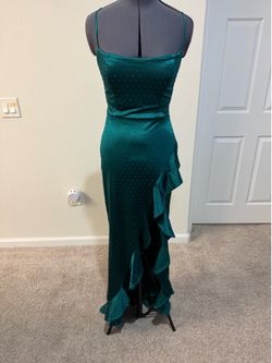 Crystal Doll Emerald Green Rhinestone Formal Prom Dress - Size 9