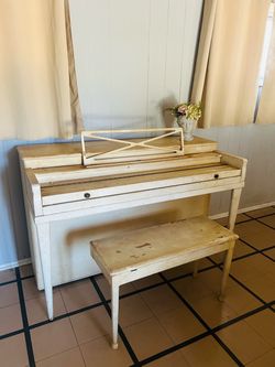 Vintage mid - century blonde wood piano