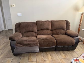 Brown Microfiber Reclining Sofa