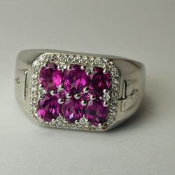 925 Silver Ring with Purple Topaz Gemstones