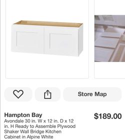 Hampton Bay Avondale 30x12x12 White Wall Bridge Cabinet
