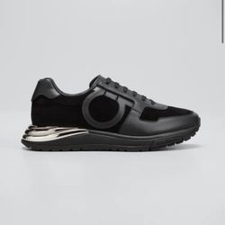 Salvatore Ferragamo Brooklyn Leather Sneakers Size7M Black  display picture 2