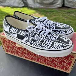 VANS OTW Shoes Men's Size 9.5 Repeat Logo Black White Sneakers Skater