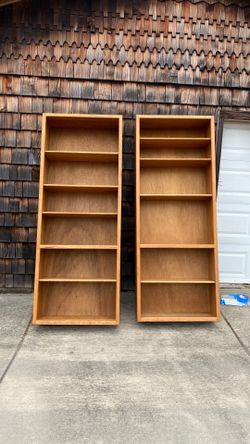 Oak veneer bookcases