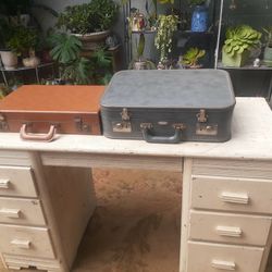 Vintage Grey Arflite Suitcase and a Brown Briefcase 