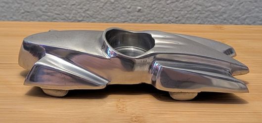 Vintage Cast Aluminum Roadster Car Ashtray Candle Holder Mid-Century Art Deco "P" Mark