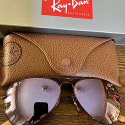 Ray-Ban Aviators 58mm. Bronze Frame With Lilac Purple Mirror Lenses. 