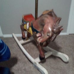 Antique Wooden Carousel Rocking Horse 