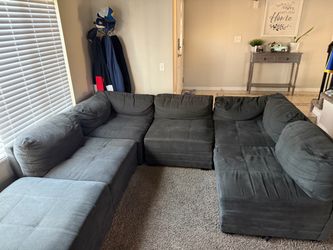 Gray Fabric Sectional Sofa with Ottoman
