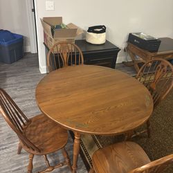 Antique L. Hitchcock Table W/Gold Rose Designs W/2 Leaves & 4 Chairs